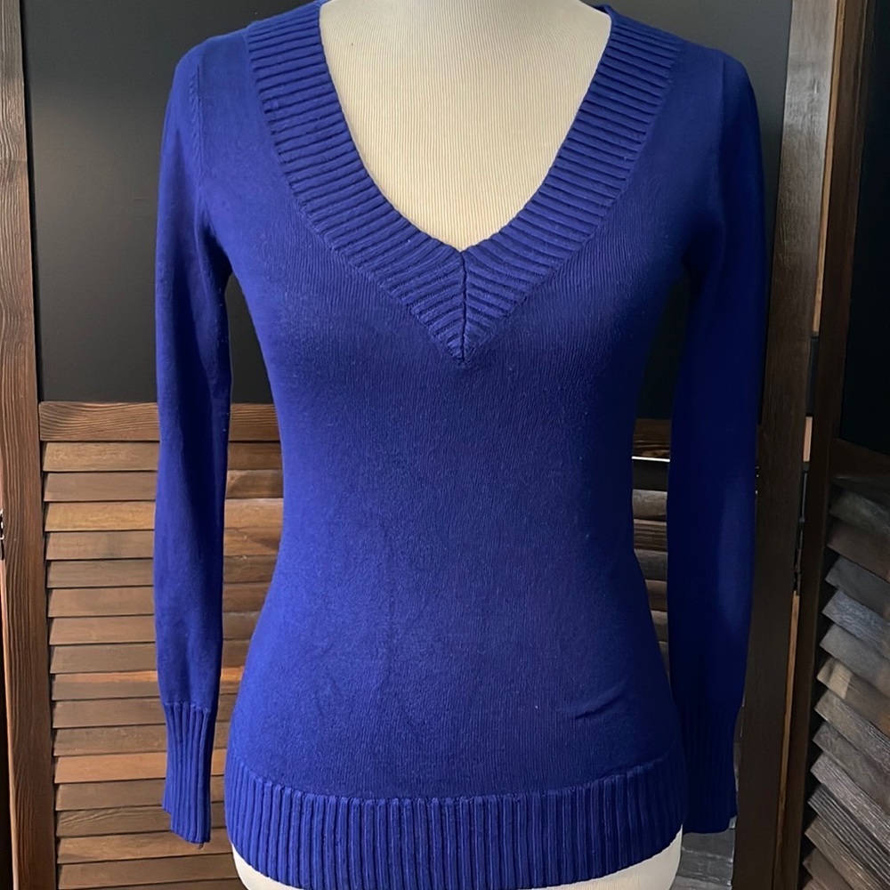Active Basic V Neck Royal Blue Sweater